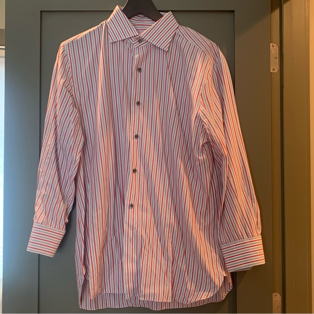 Isaia striped button down shirt neck 16 1/2, size 42
